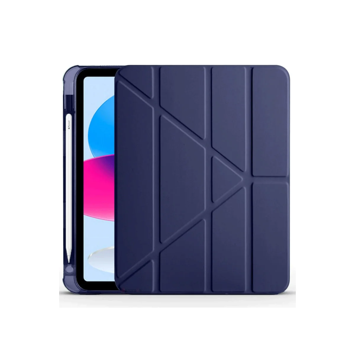 iPad 2022 10.9 Mars Tablet Kılıfı Kalemlikli ve Katlanabilir - Lacivert