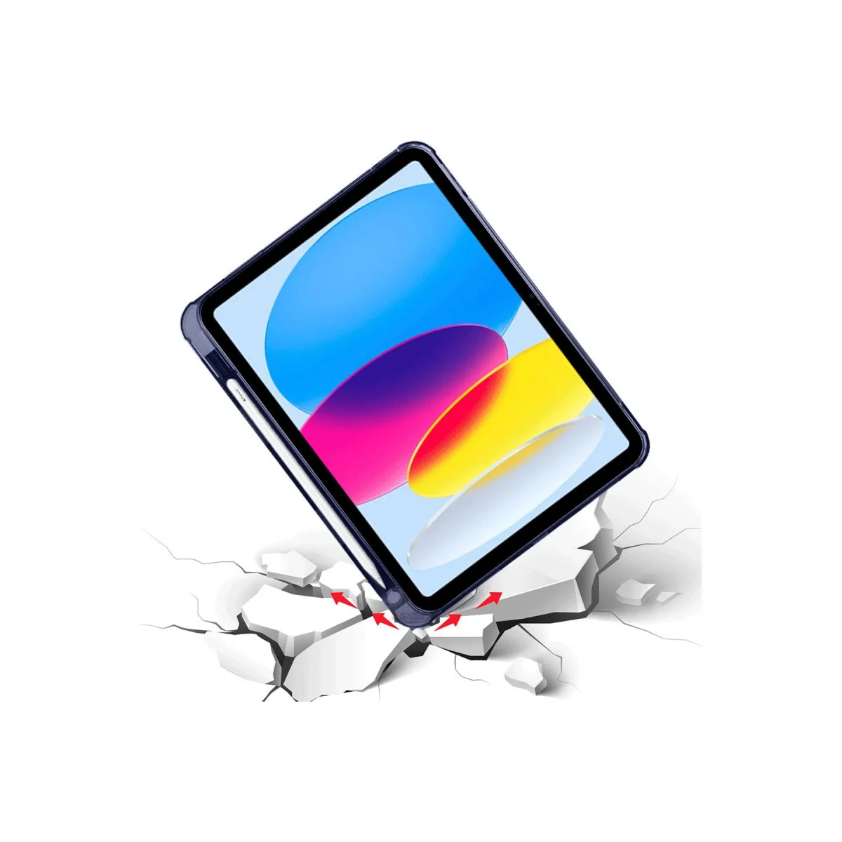 iPad 2022 10.9 Mars Tablet Kılıfı Kalemlikli ve Katlanabilir - Lacivert