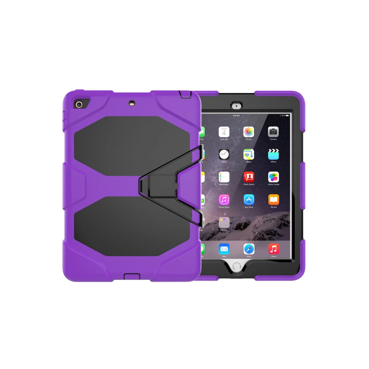 iPad 5 Air 9.7 Griffin Tablet Kılıf - Mor 360 Derece Dönüşlü Koruyucu Kılıf ve Stand