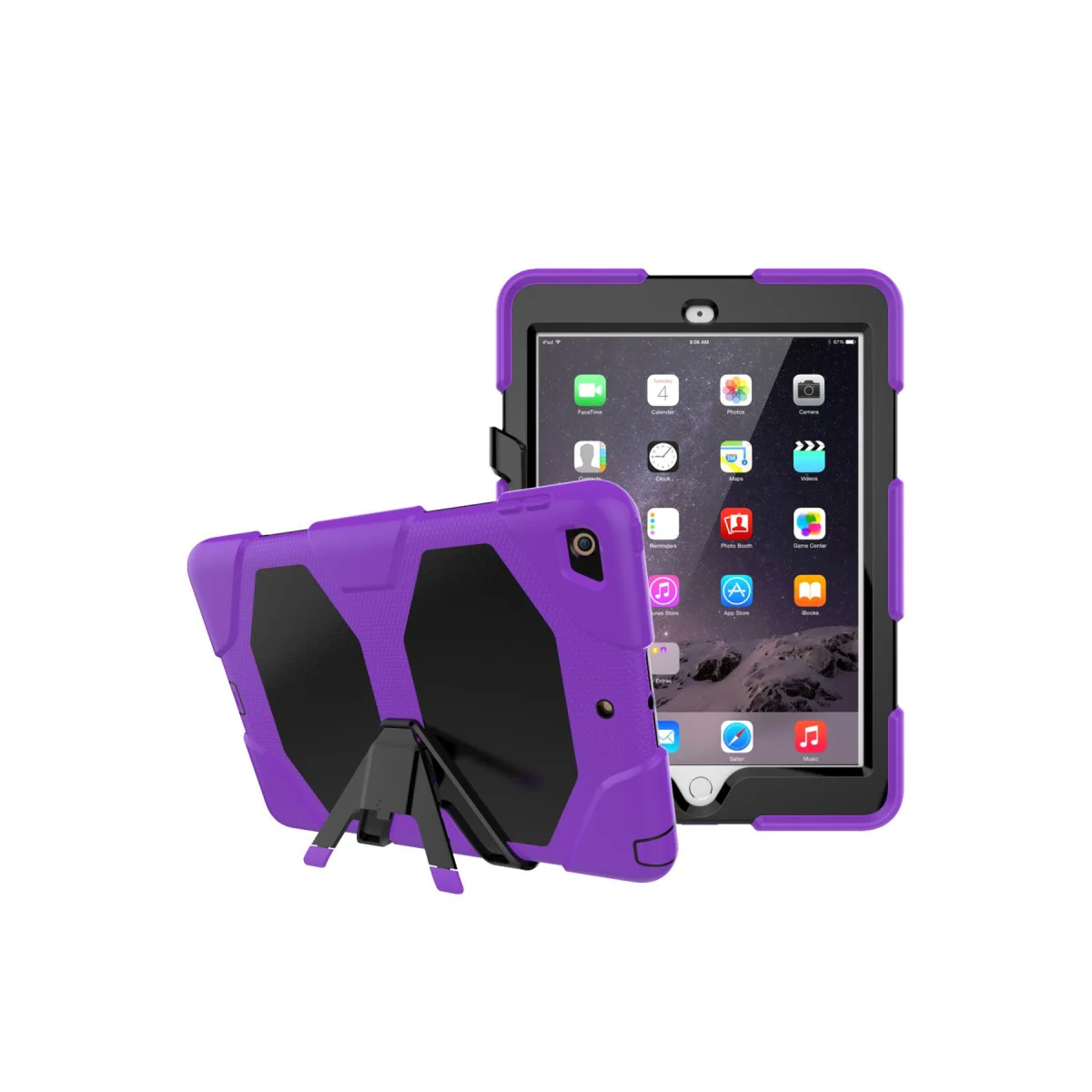 iPad 5 Air 9.7 Griffin Tablet Kılıf - Mor 360 Derece Dönüşlü Koruyucu Kılıf ve Stand