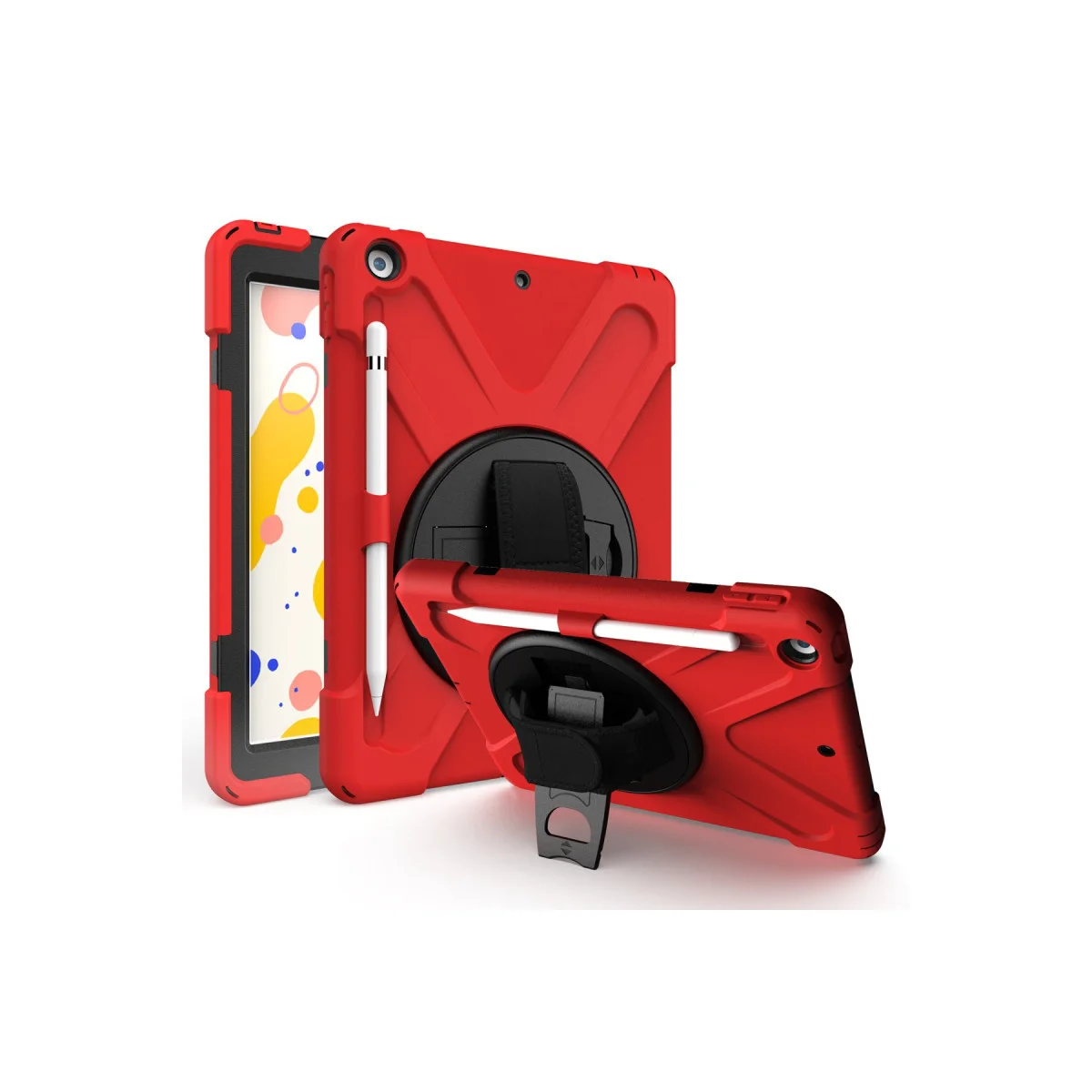 iPad 5 Air 9.7 Kılıf - Kırmızı 360 Dönüşlü Tablet Koruyucu ve Stand
