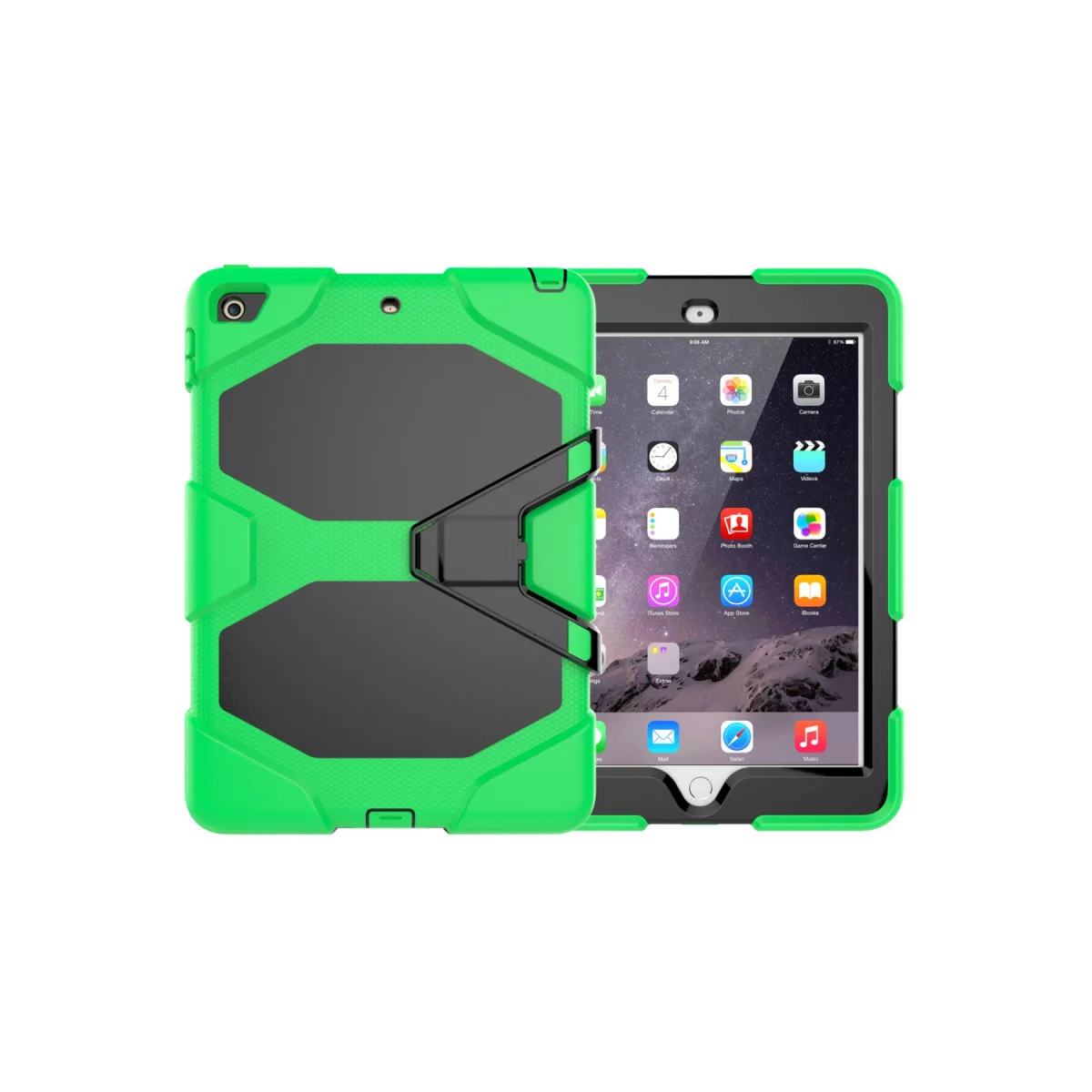 iPad 5 Air 9.7 Kılıf - Yeşil Tablet Koruyucu ve 360 Dönüşlü Stand Kılıfı