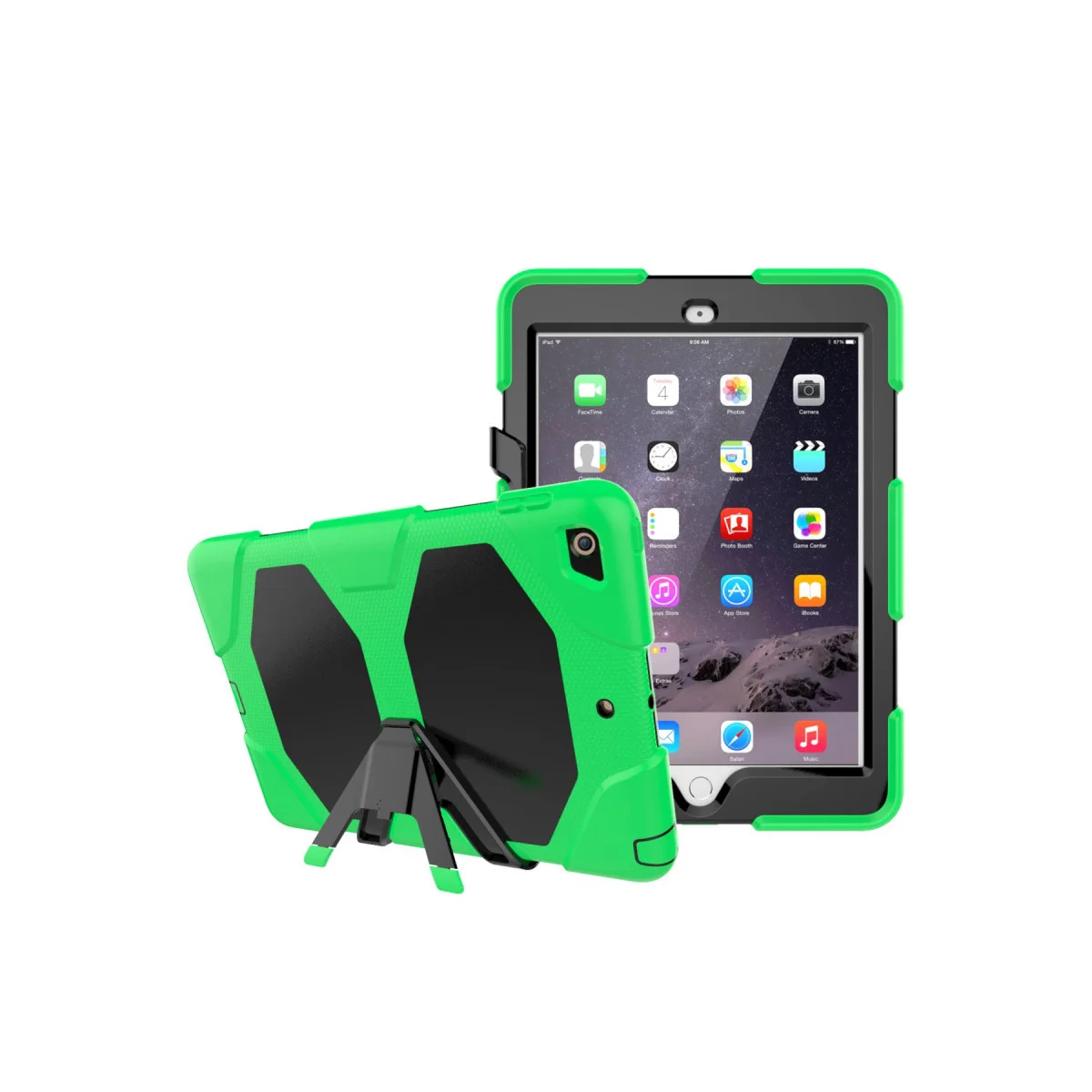 iPad 5 Air 9.7 Kılıf - Yeşil Tablet Koruyucu ve 360 Dönüşlü Stand Kılıfı