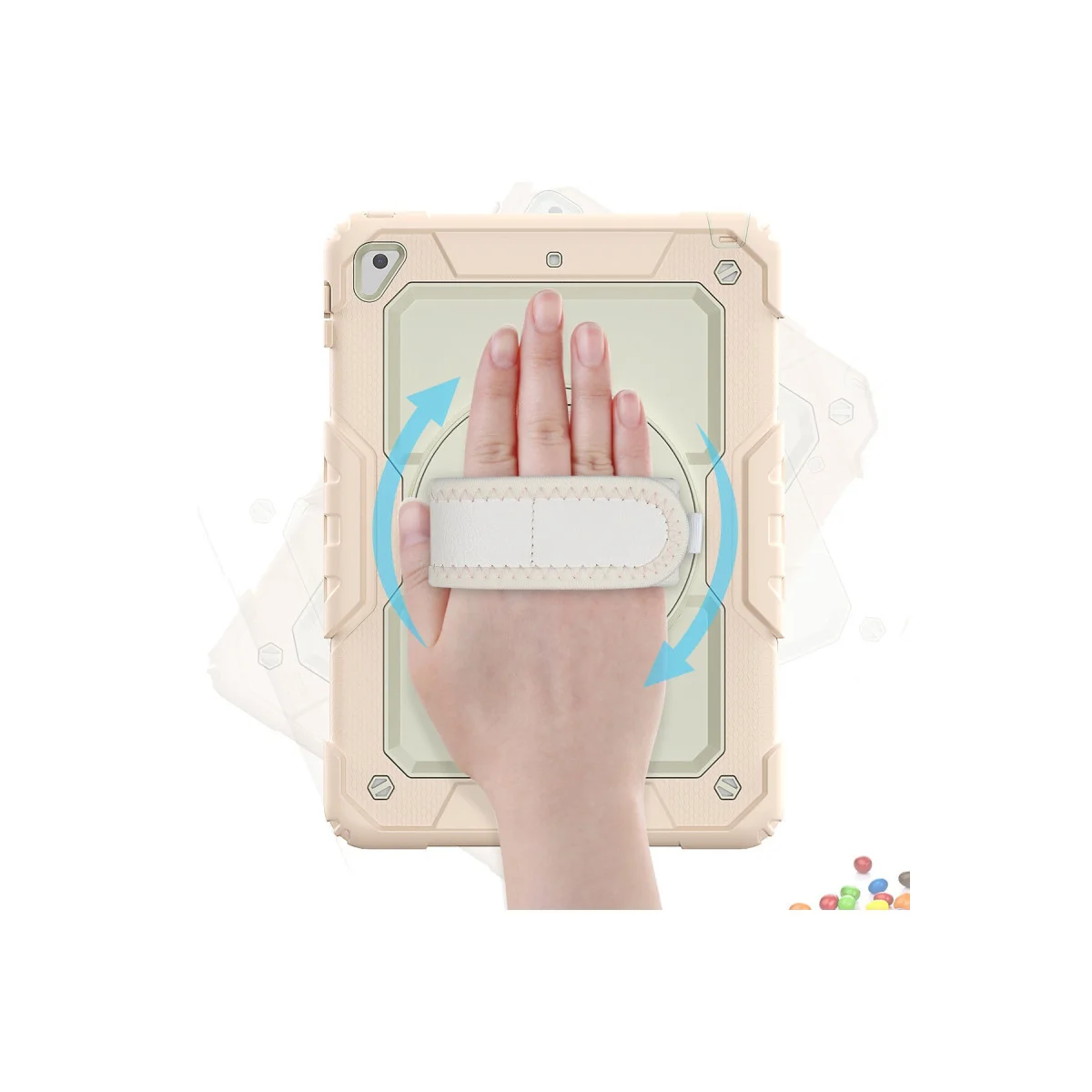 iPad 5 Air 9.7 Kılıf Strap New Tablet Kapak - Pembe