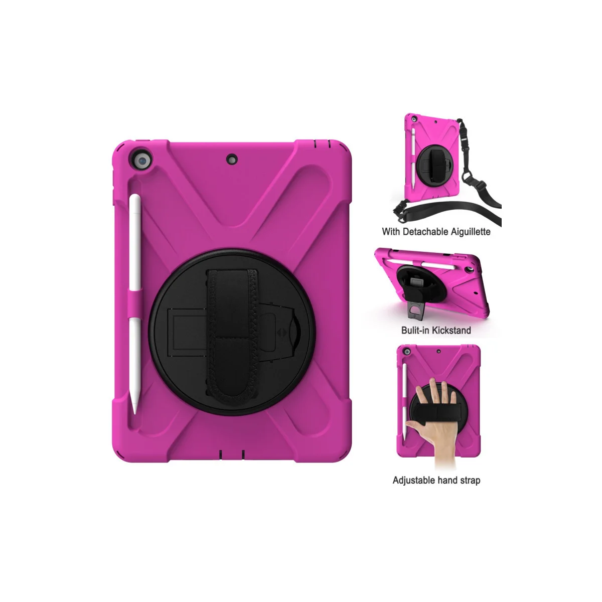 iPad 5 Air 9.7 Pembe Kılıf - 360 Derece Dönüşlü Tablet Koruyucu ve Stand