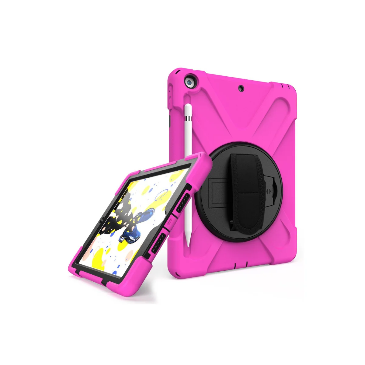 iPad 5 Air 9.7 Pembe Kılıf - 360 Derece Dönüşlü Tablet Koruyucu ve Stand