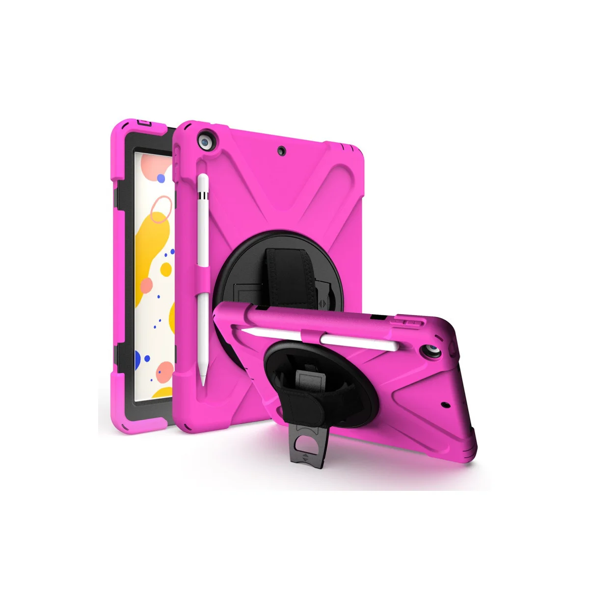 iPad 5 Air 9.7 Pembe Kılıf - 360 Derece Dönüşlü Tablet Koruyucu ve Stand