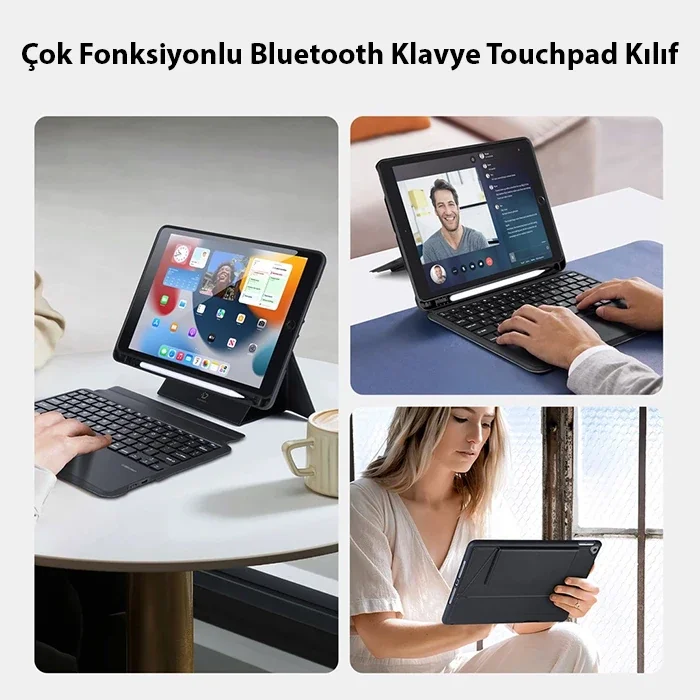 iPad 7 8 9 10.2 iPad Air 3 iPad Pro 10.5 Bluetooth Klavye Kılıf DK Serisi - Manyetik Kablosuz Stand
