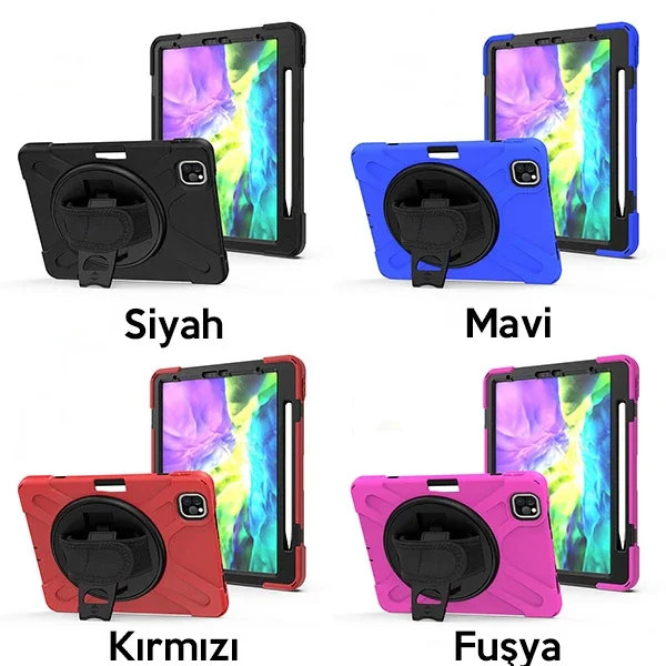 iPad Air 4. Nesil 10.9" Kılıf - Shockproof 3 Katmanlı Standlı Zırh Kılıf