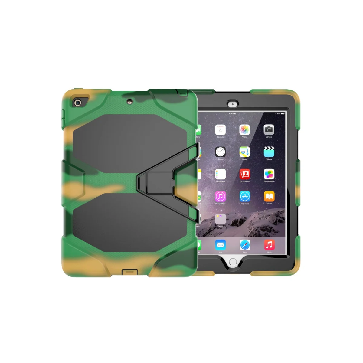 iPad Air 5 9.7 Kılıf - Griffin Tarzı Kamuflaj Standlı Tablet Kapağı