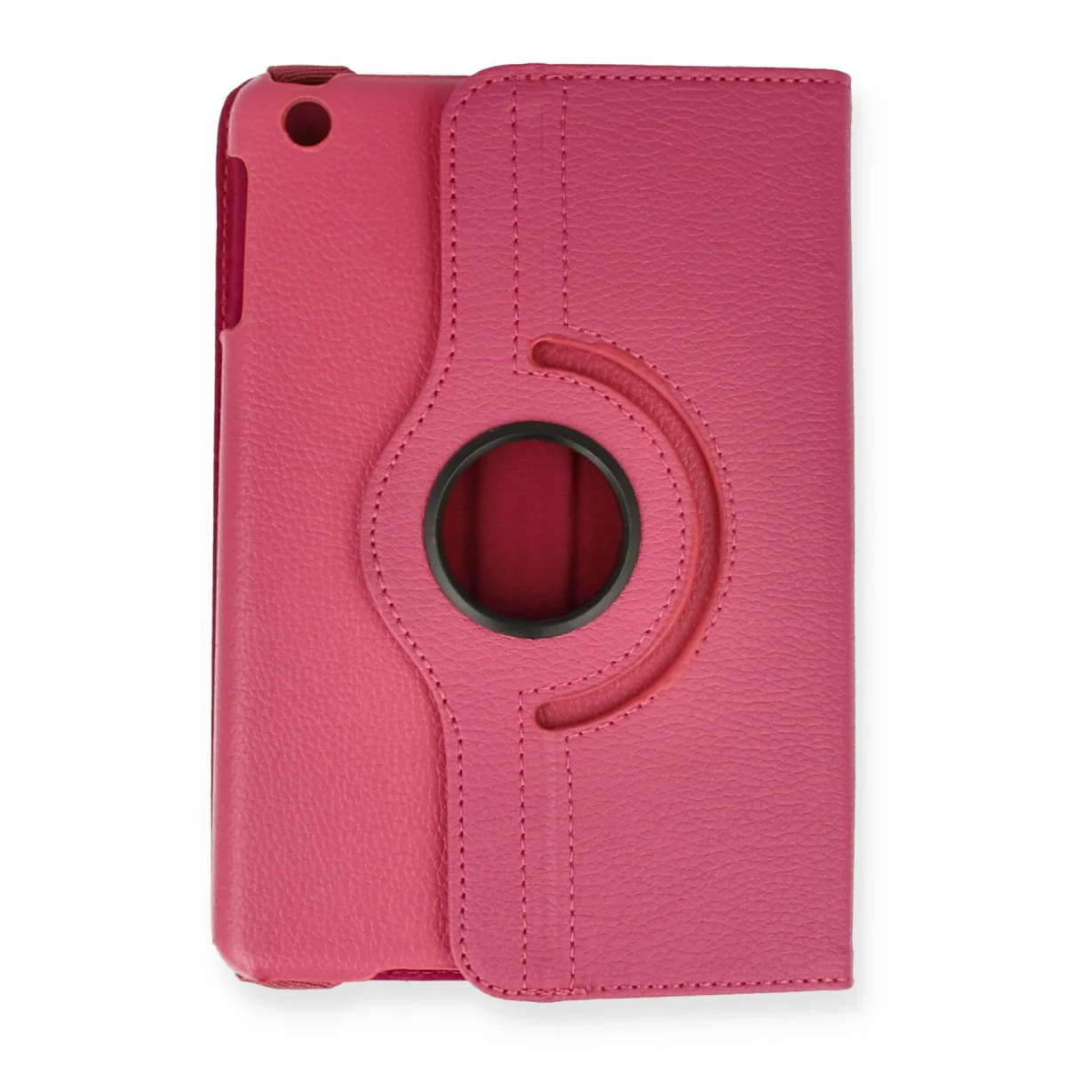iPad Mini 1 360 Döner Deri Kılıf - Pembe Tablet Koruyucusu