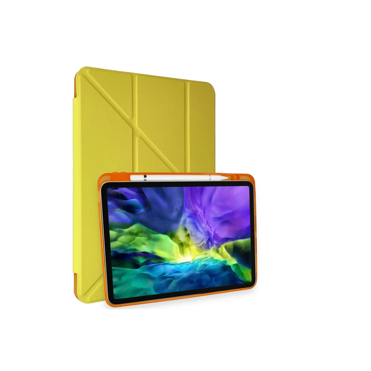 iPad Pro 11 (2018) Kılıf Kalemlikli Mars Tablet Kılıfı - Açık Sarı | Manyetik Kapaklı Standlı Koruyucu Kılıf
