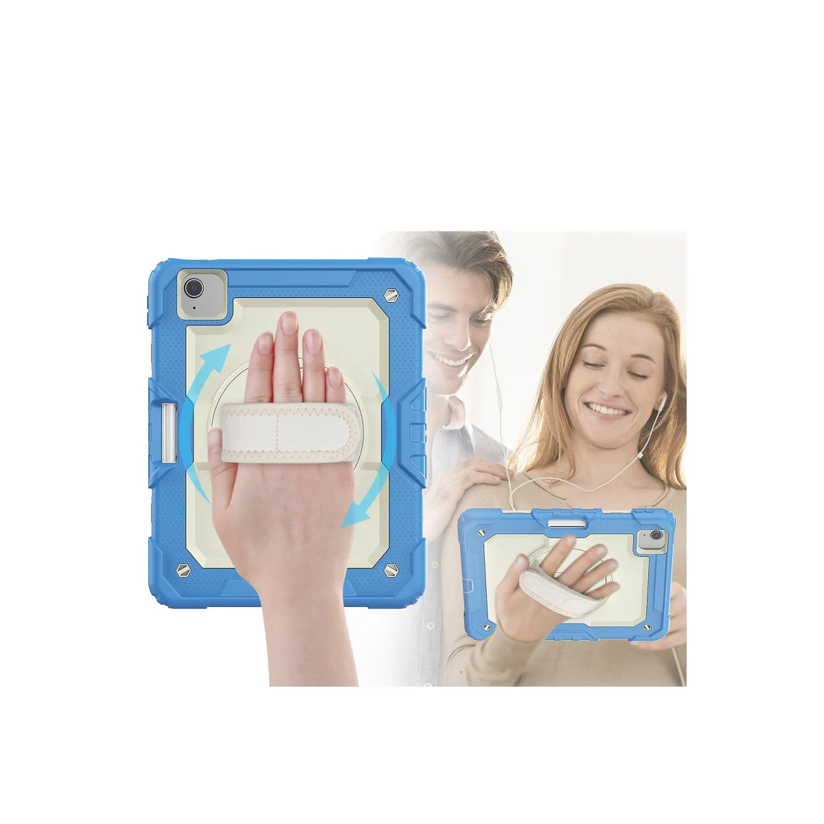 iPad Pro 11 (2020) Kılıf Strap Mavi Tablet Kapak - Korumalı ve Ergonomik