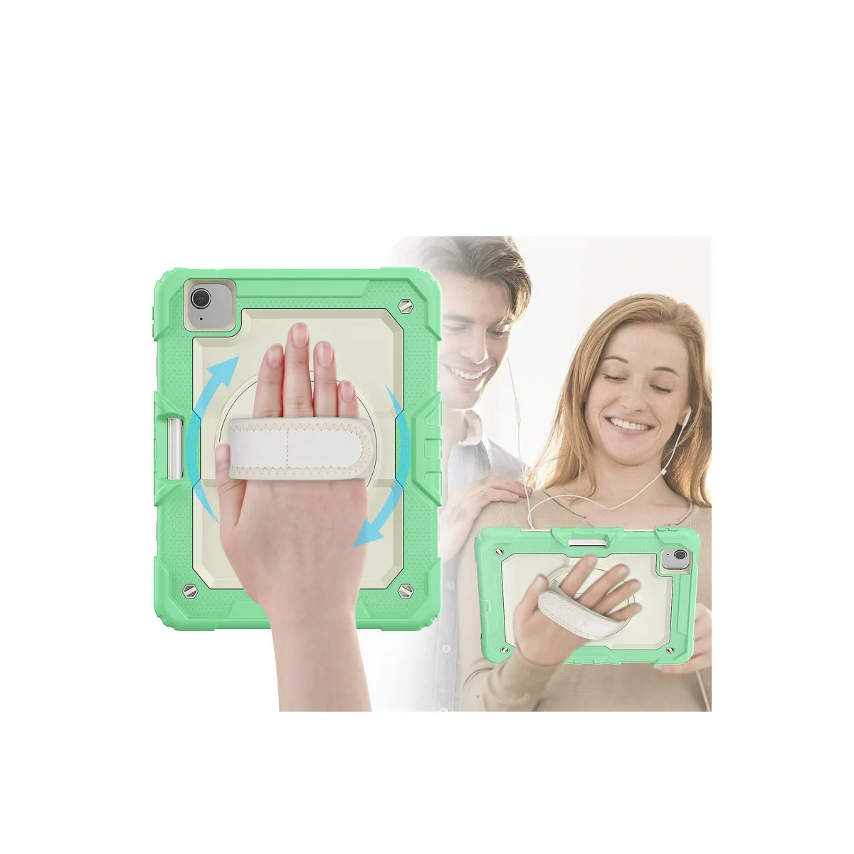iPad Pro 11 (2020) Kılıf Strap Yeşil Tablet Kılığı - Güvenli Taşıma ve Ergonomi