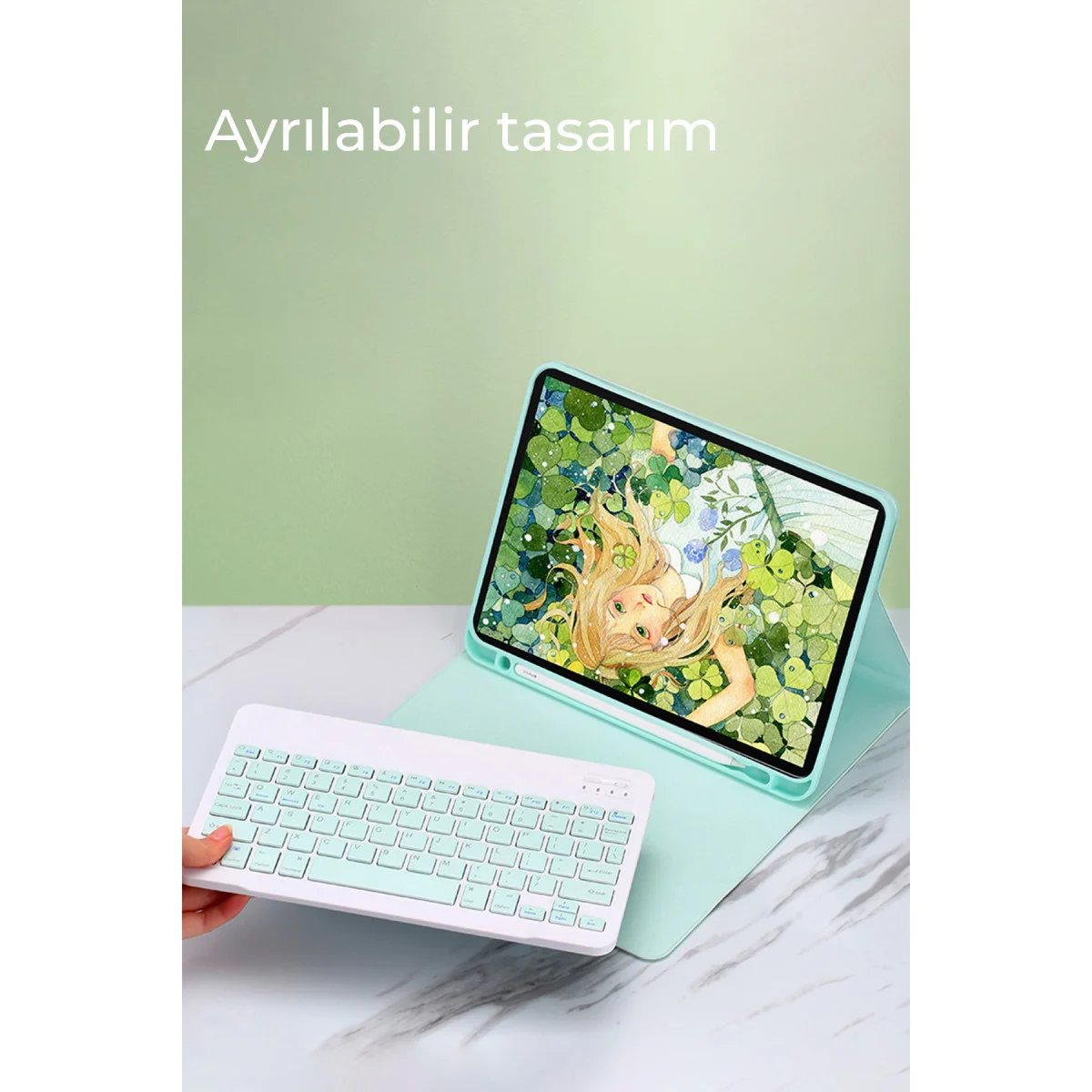 iPad Pro 12.9 (2022) Kılıfı - KC01 Smart Klavyeli Tablet Kılıfı - Pembe