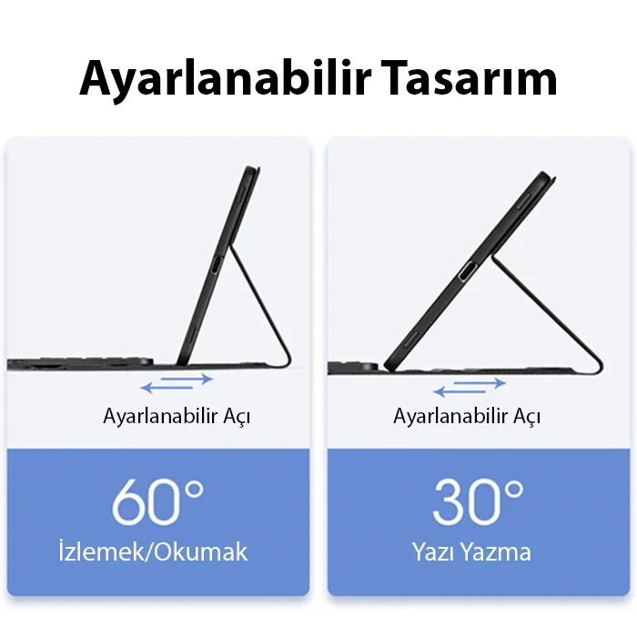 iPad Pro 12.9 Bluetooth Klavyeli Kılıf Touchpad - Laptop Konforlu