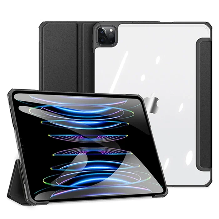 iPad Pro 12.9 Copa Series Uyku Modlu Kılıf - Şeffaf PC & PU Deri, Apple Pencil Şarjlı Stand