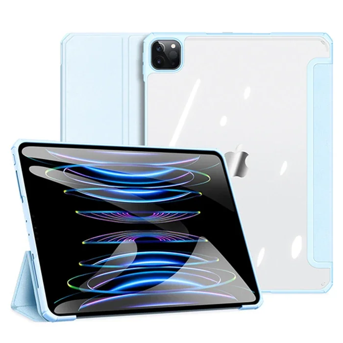 iPad Pro 12.9 Copa Series Uyku Modlu Kılıf - Şeffaf PC & PU Deri, Apple Pencil Şarjlı Stand