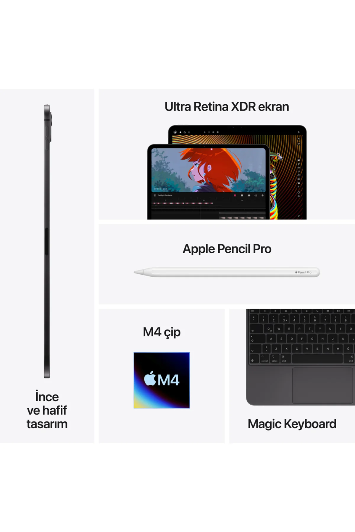 iPad Pro M4 11 inç Wi-Fi + Cellular 2TB Nano-texture Cam (MWRT3TU/A) - Gümüş Fiyatı, Yorumları ve Özellikleri