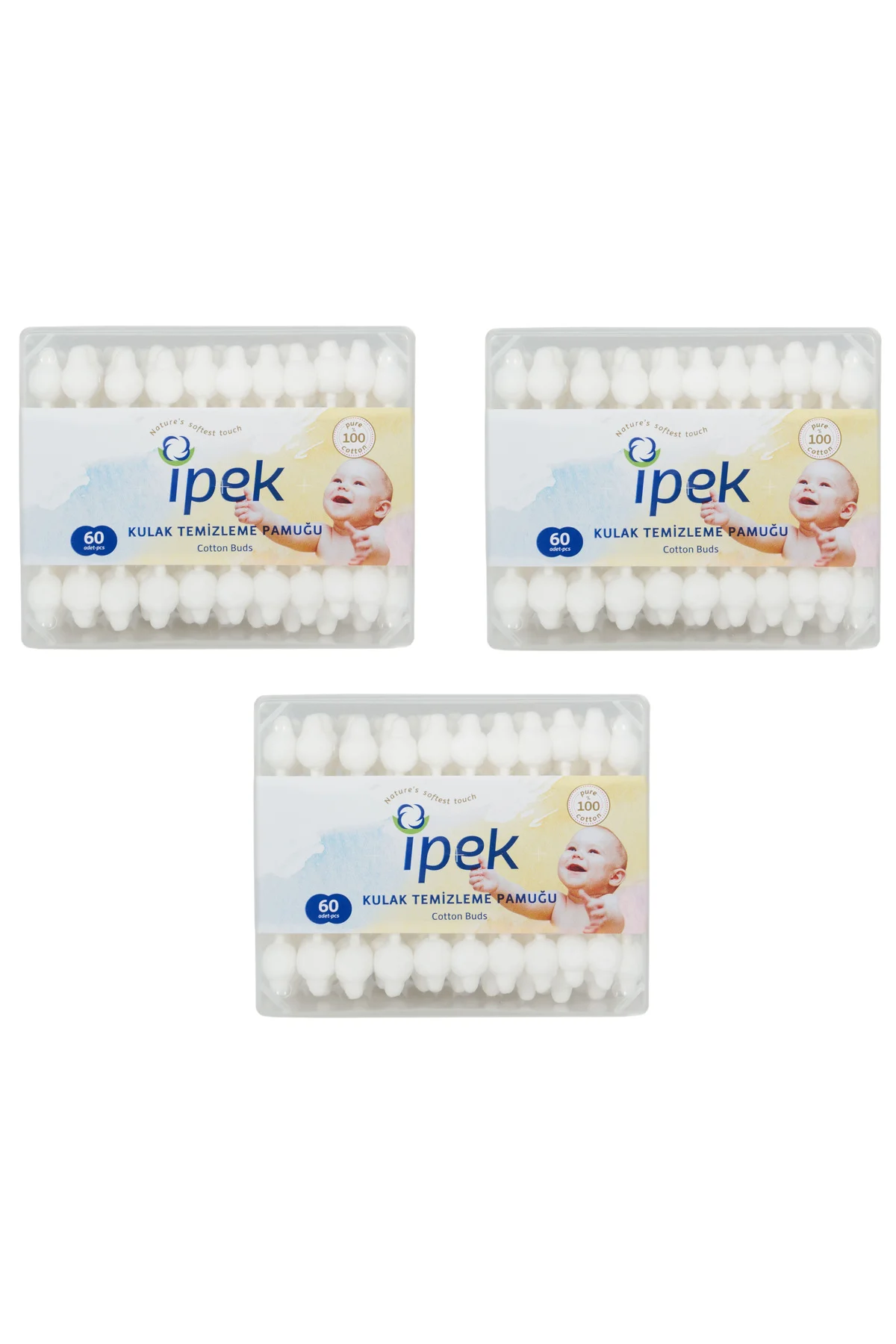 Ipek Bebek Kulak Temizleme Çubuğu 60'lı 3 Paket