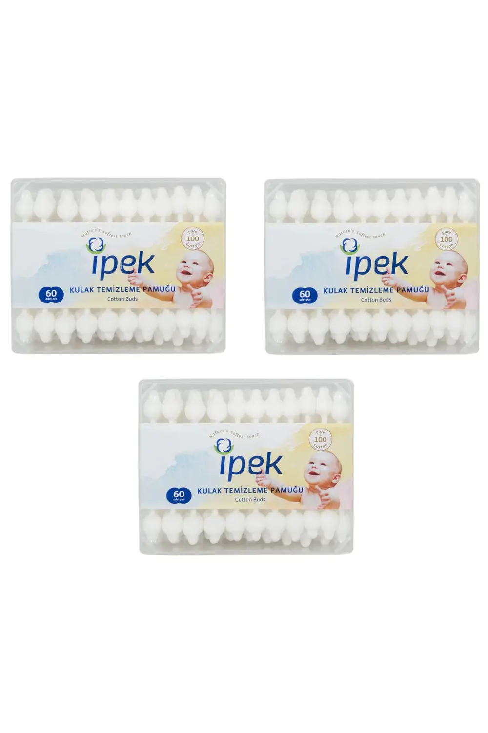 Ipek Bebek Kulak Temizleme Çubuğu 60'lı 3 Paket