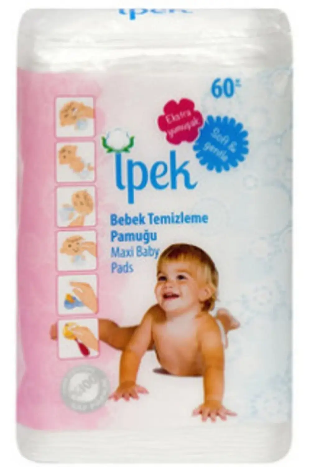İpek Bebek Temizleme Pamuğu 60'Lı 4 ADET