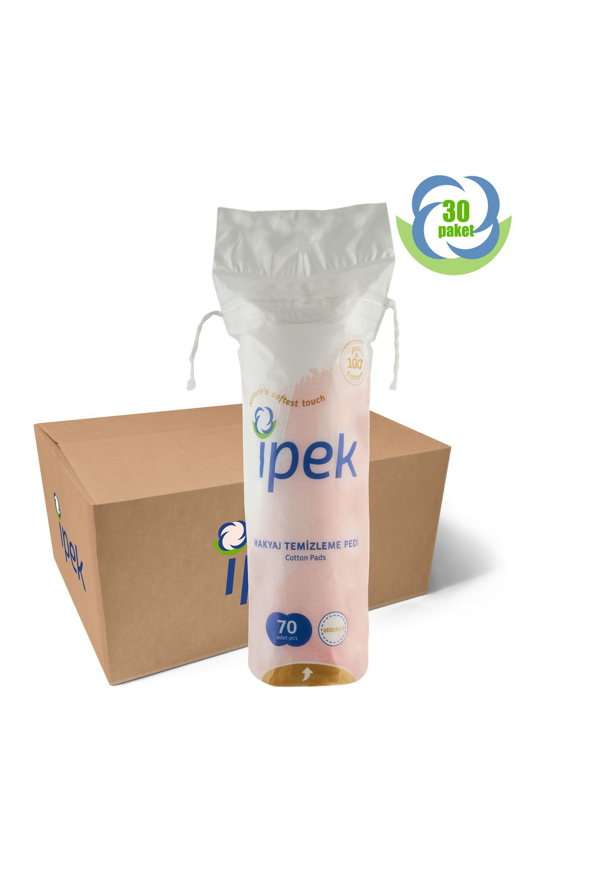 İpek İpek Makyaj Temizleme Pamuğu Yuvarlak 70'Li 30 Paket