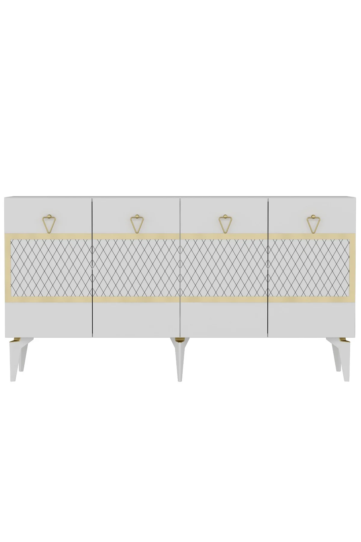 İPEKCT 150 CM KONSOL BEYAZ-ALTIN