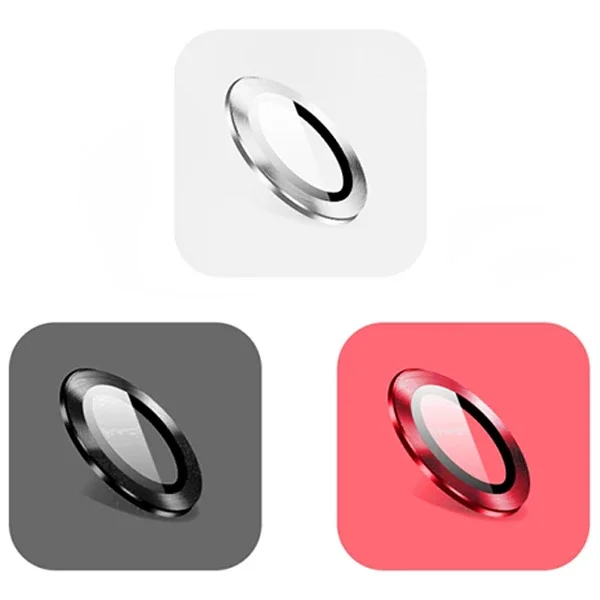 iPhone 11 6.1" 3D Metal Çerçeveli Kamera Lens Koruyucu - 4 Renk Temperli Cam