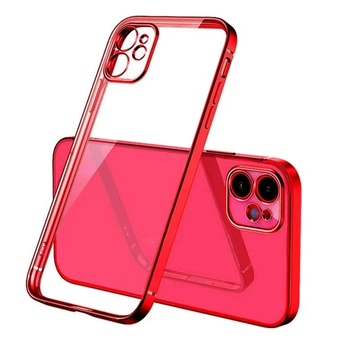 iPhone 11 6.1 inç Şeffaf Renkli Kenar Kılıf - Kamera Koruması ve Sararmayan Silikon