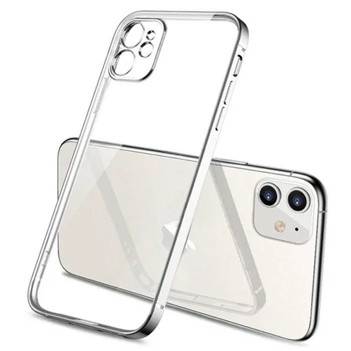 iPhone 11 6.1 inç Şeffaf Renkli Kenar Kılıf - Kamera Koruması ve Sararmayan Silikon