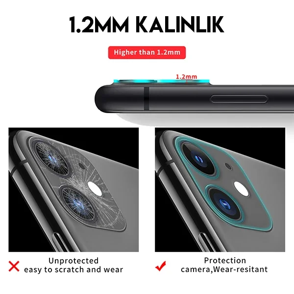 iPhone 11 6.1" Kamera Lens Koruyucu Cam – Kırılmaz, Çizilmez, HD Temper Cam