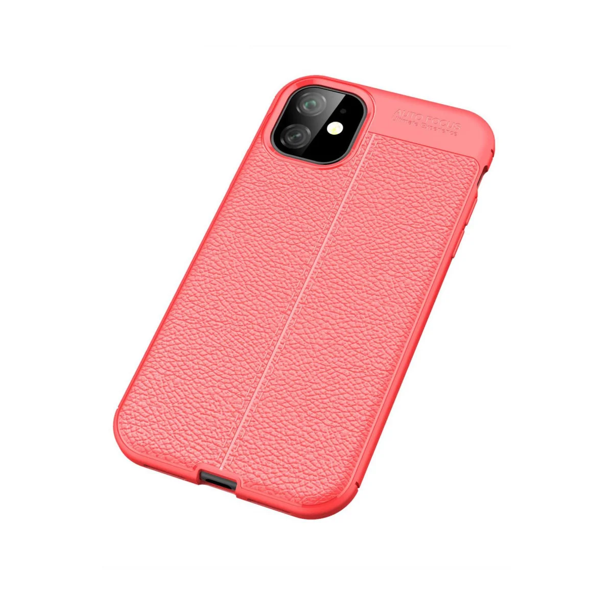 iPhone 11 Auto Focus Kılıf Kırmızı – Premium TPU Deri Dokulu ve Yüksek Darbe Korumalı Güvenlik Kapağı