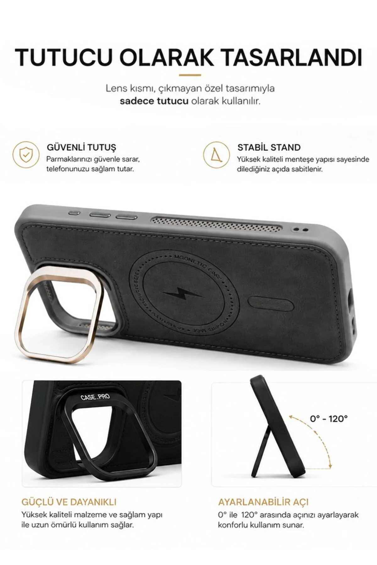iPhone 11 GripStand MagSafe Deri Kılıf Siyah iPhone 11 GripStand MagSafe Deri Kılıf Siyah