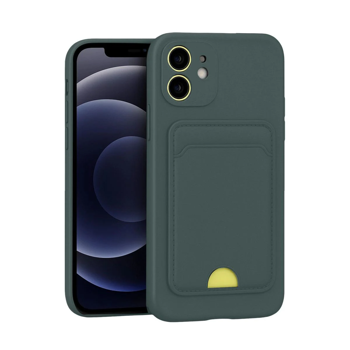 iPhone 11 ile Uyumlu Kartvizitli Silikon Kılıf - Soft-Touch Koyu Yeşil iPhone 11 ile Uyumlu Kartvizitli Silikon Kılıf - Soft-Touch Koyu Yeşil