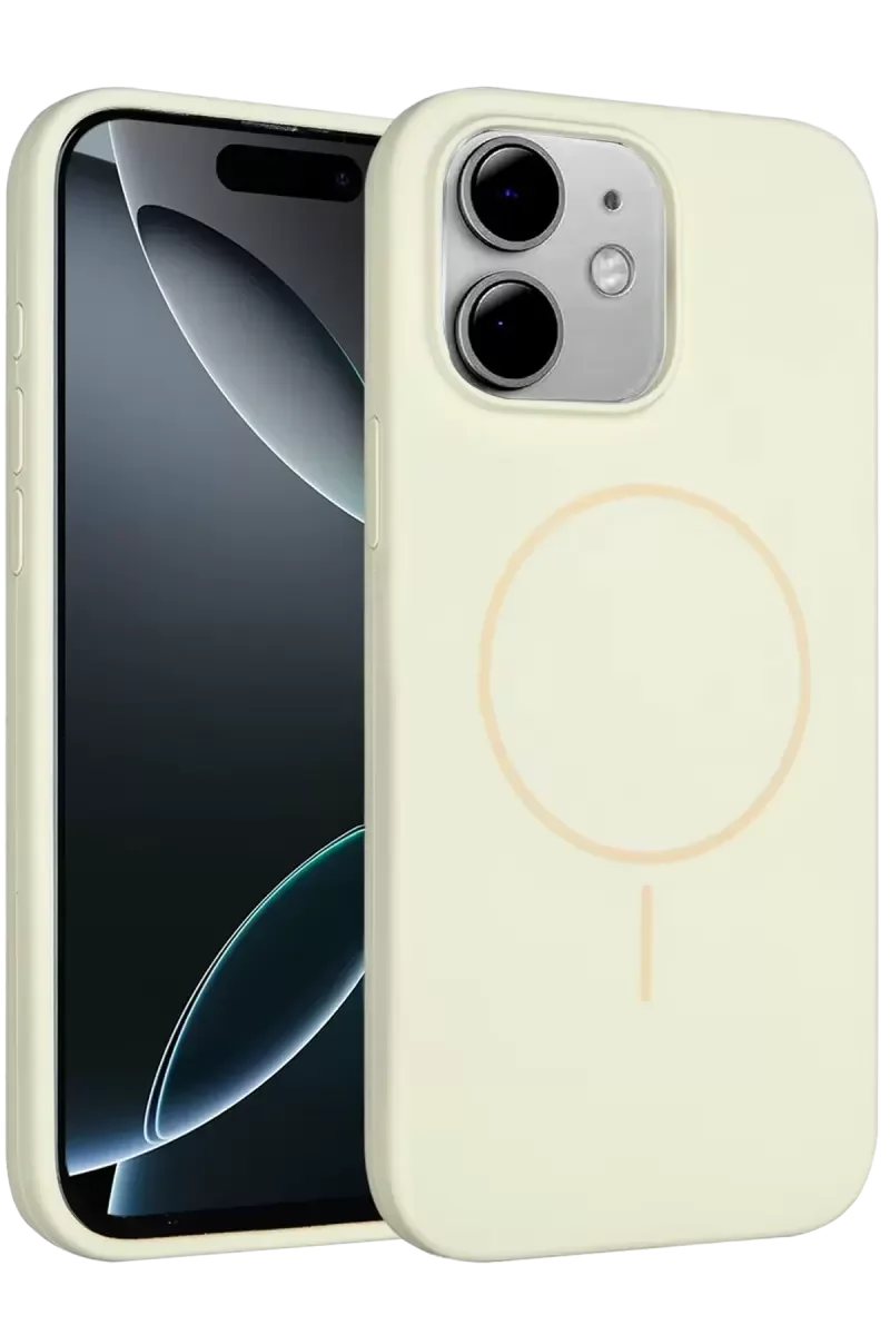 iPhone 11 ile Uyumlu Jully MagSafe Kapak Kılıf - Bej, Manyetik Şarj Desteği