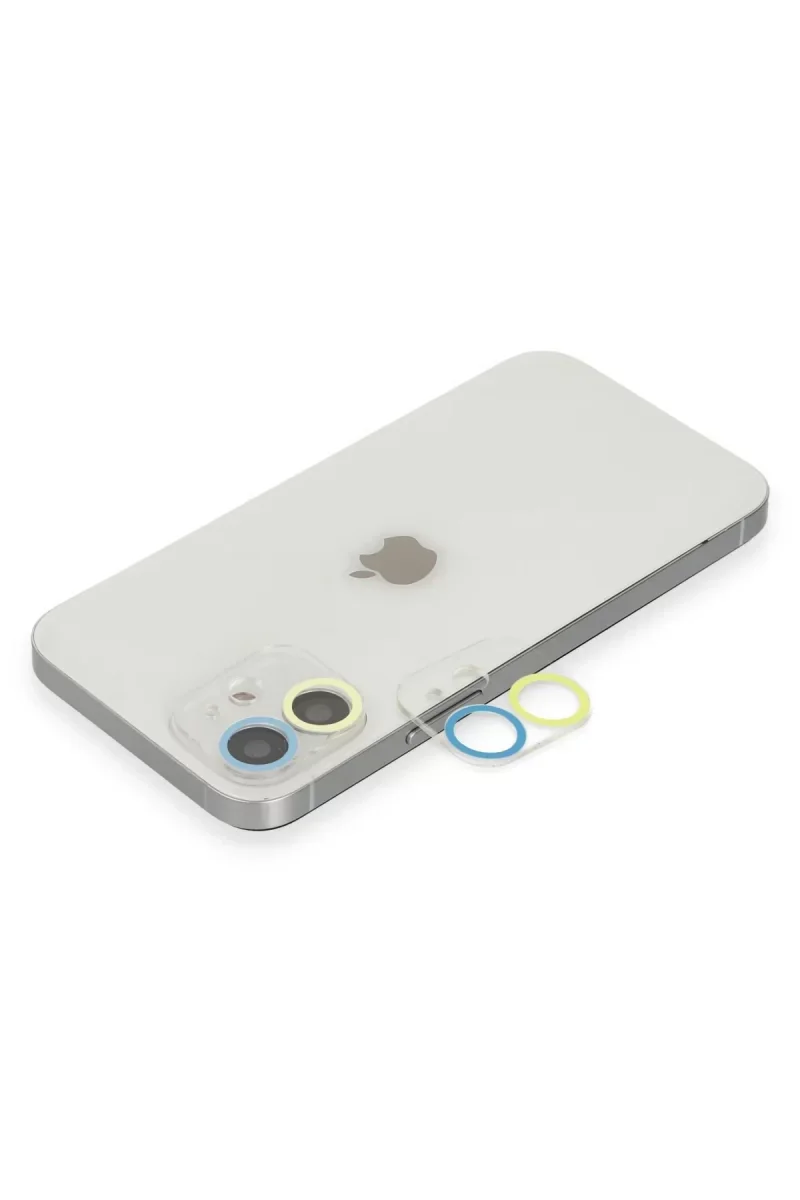 iPhone 11 ile Uyumlu Renkli Kamera Lens Koruma Camı - Sarı-Mavi | Çizilme ve Darbelere Karşı Koruma