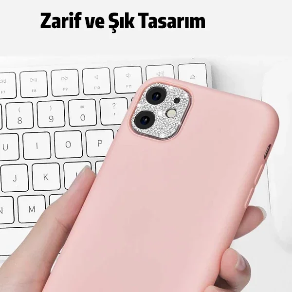 iPhone 11 Kamera Lens Koruyucu – Diamond Taşlı Parlaklıkla Çizilmelere Son