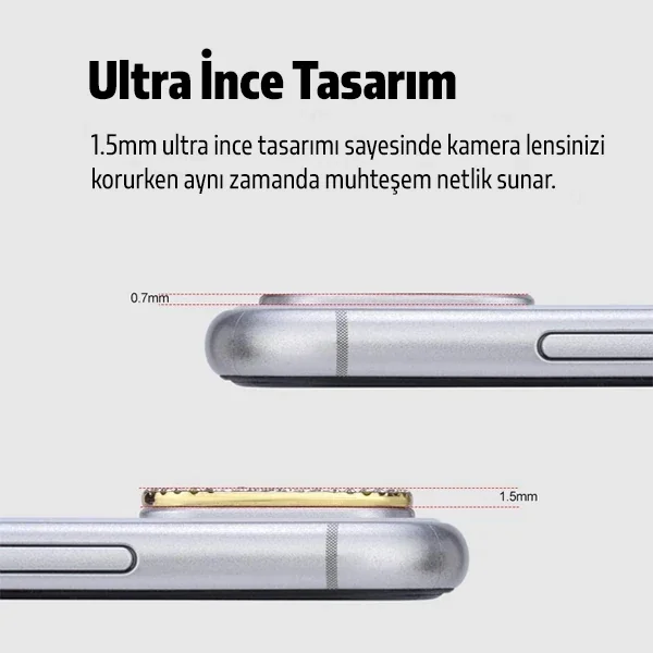 iPhone 11 Kamera Lens Koruyucu – Diamond Taşlı Parlaklıkla Çizilmelere Son