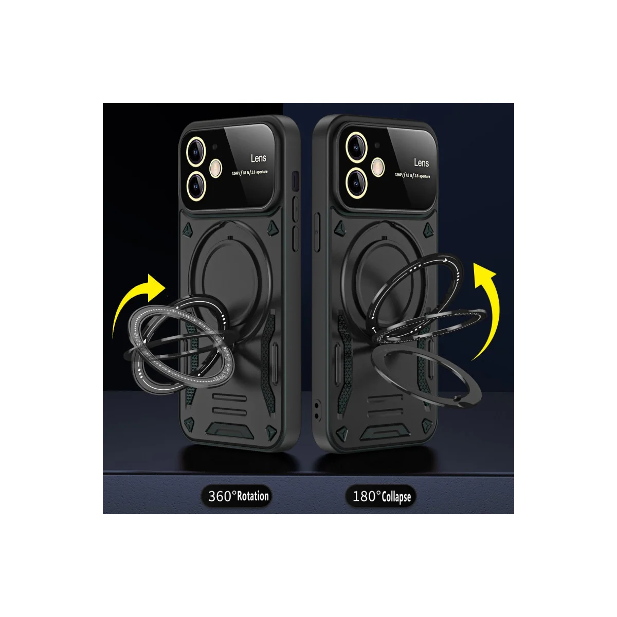 iPhone 11 Kılıf Joy Lens Standlı Kırmızı Kapak - 360° Döner & 180° Katlanabilir