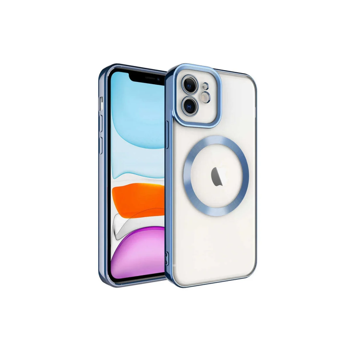 iPhone 11 Kılıf - Silikon ve Kamera Korumalı MagSafe Kapak (Sierra Blue)