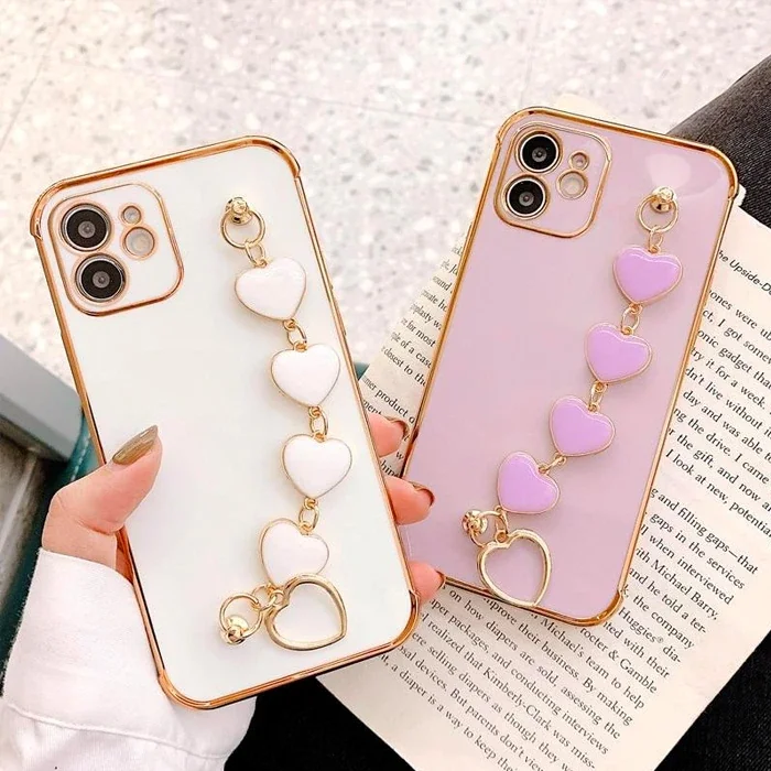 iPhone 11 Kılıfı Askılı Silikon Kalp Bileklik Tutucu - Darbeye Dayanıklı Kamera Koruyucu