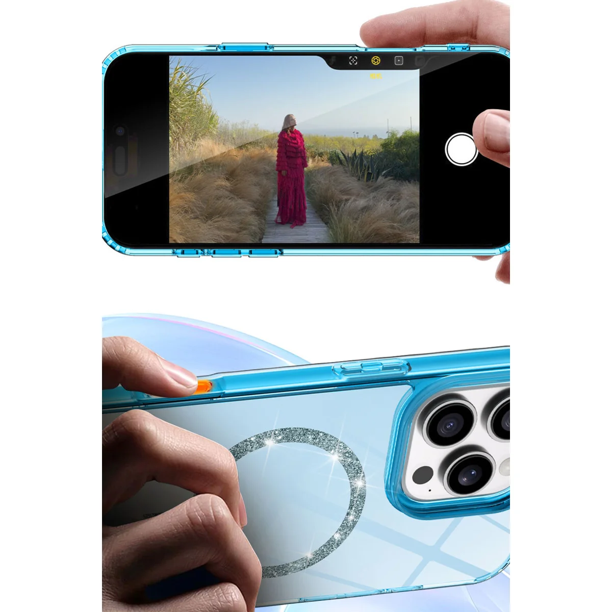 iPhone 11 Live Diamond Magsafe Kapak Yeşil - Güçlü Manyetik Yapı ve Kristal Parlaklık