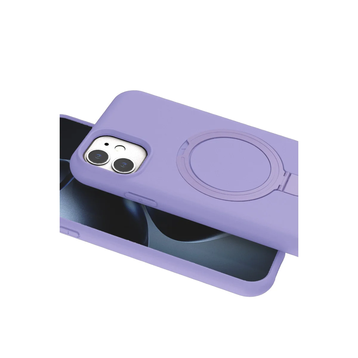 iPhone 11 Magsafe Standlı Kapak - Lila | Kablosuz Şarj ve Estetik Koruma