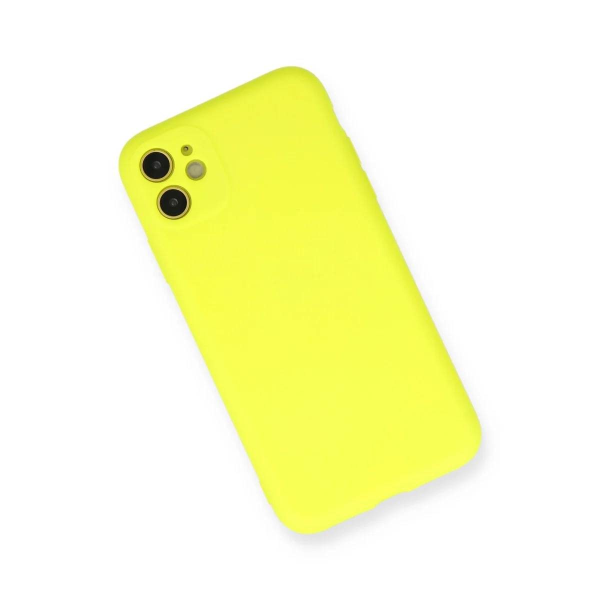 iPhone 11 Nano İçi Kadife Silikon Kılıf - Sarı ve Tam Koruma