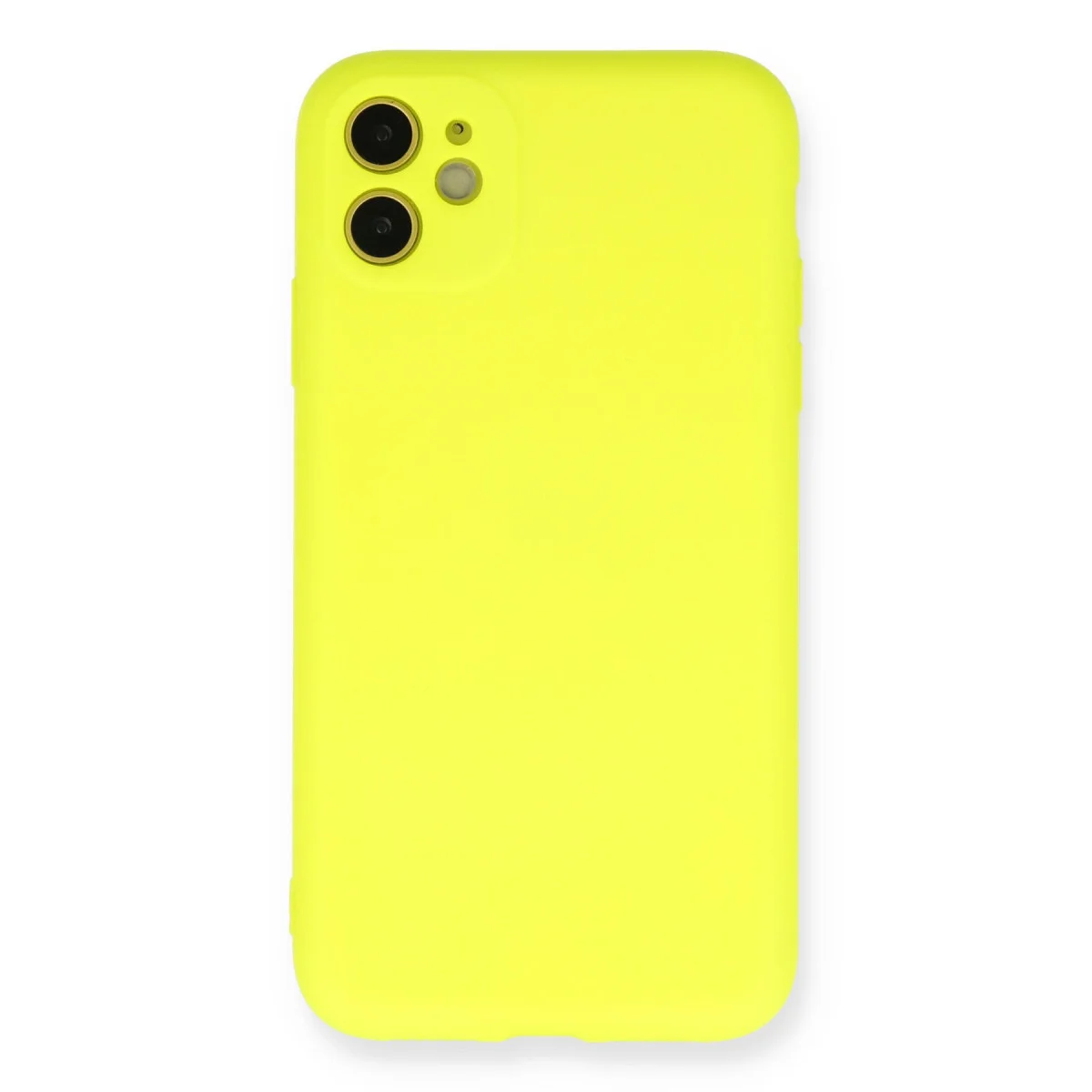 iPhone 11 Nano İçi Kadife Silikon Kılıf - Sarı ve Tam Koruma