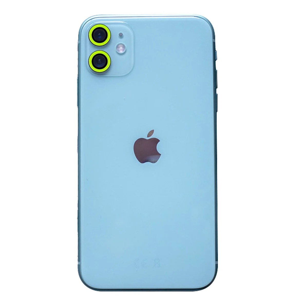 iPhone 11 Neon Fosforlu Kamera Lens - Yeşil (Optik Kalite ve Çizilmeye Dayanıklı)
