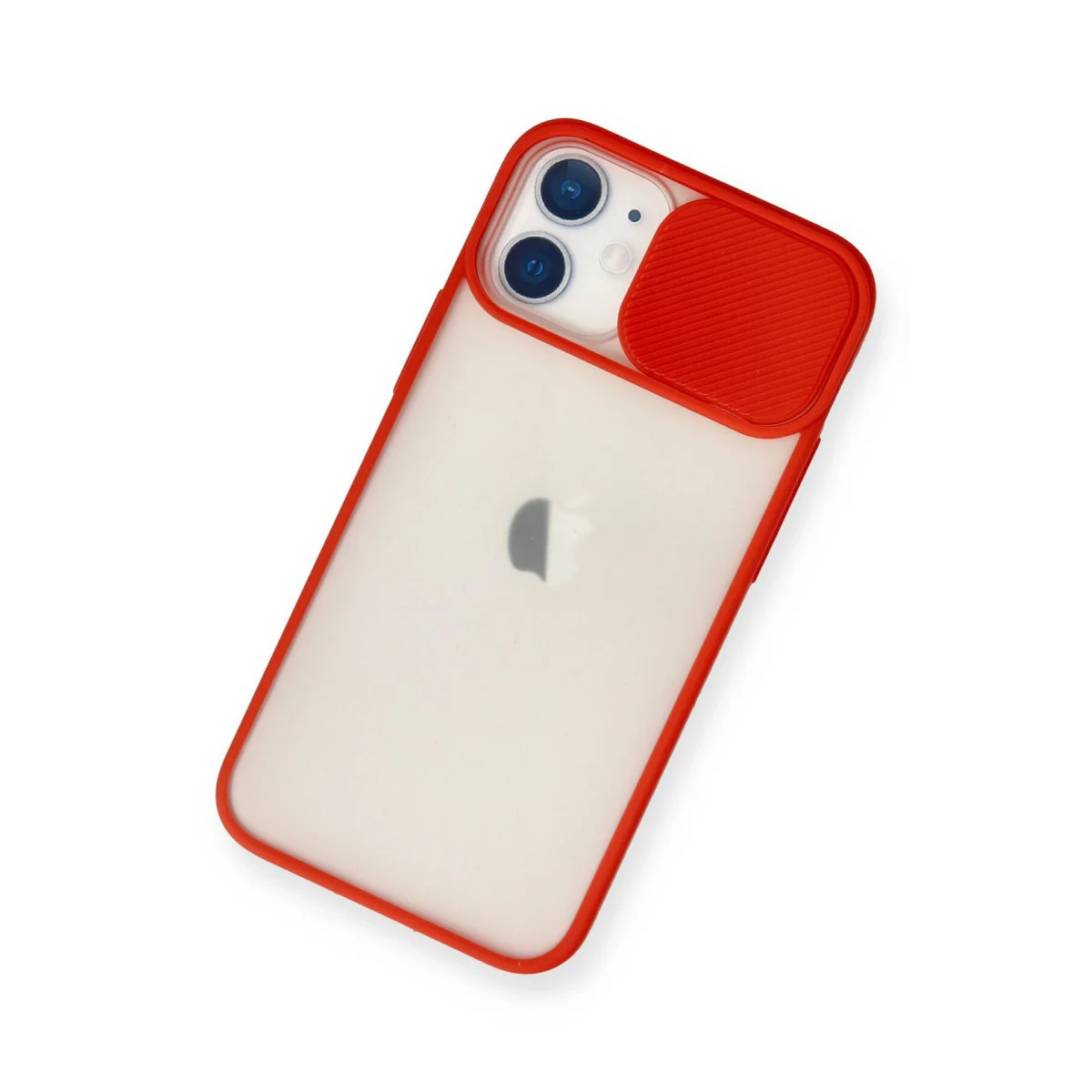 iPhone 11 Palm Buzlu Kamera Sürgülü Silikon Kılıf - Kırmızı