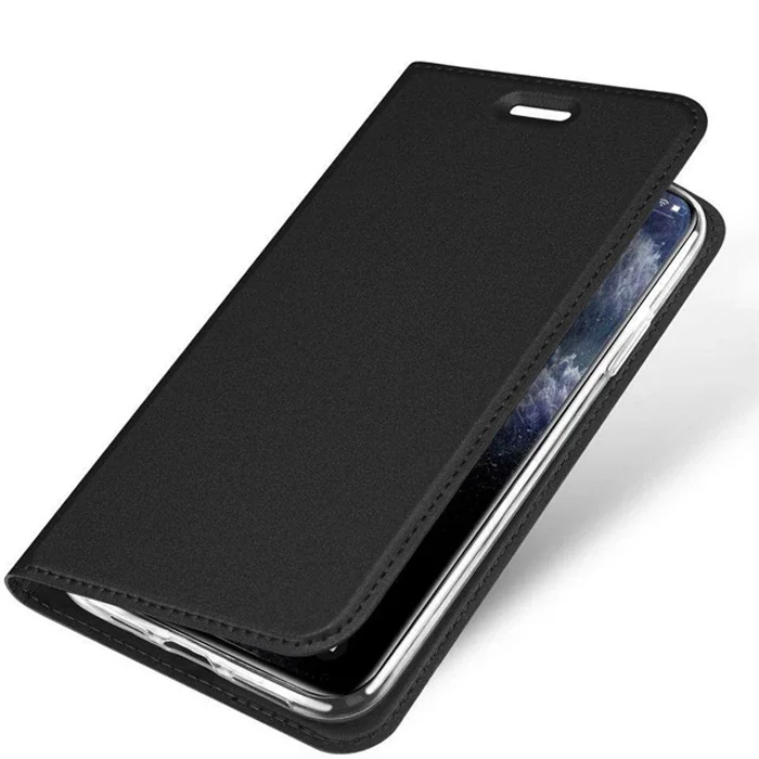 iPhone 11 Pro 5.8" Deri Flip Kılıf Kartlıklı - Manyetik Kapaklı Siyah