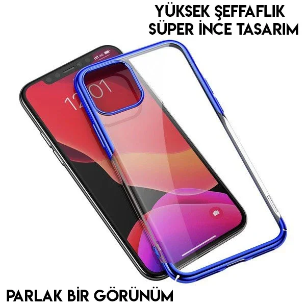 iPhone 11 Pro 5.8" Parlak Silikon Kılıf - Darbeye Dayanıklı Şeffaf Glitter Güvenlik